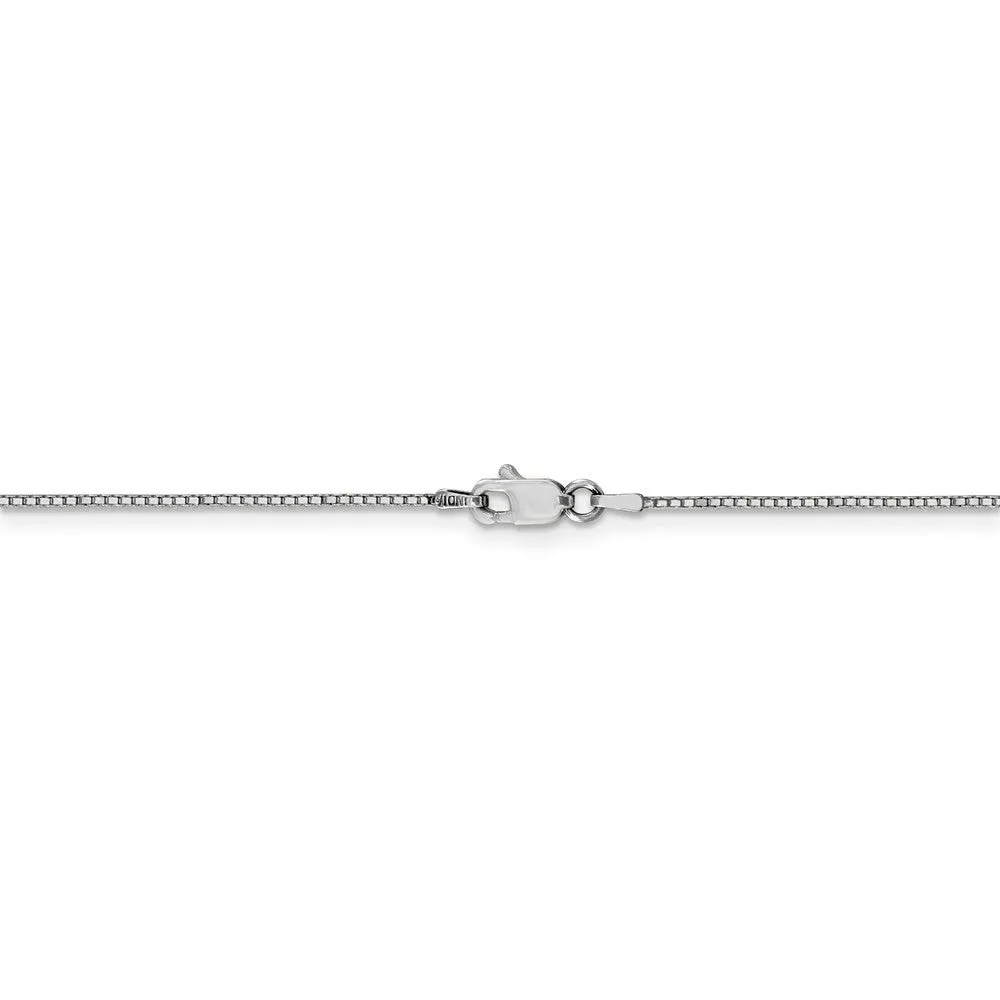 0.9mm, 10k White Gold, Box Chain Anklet or Bracelet
