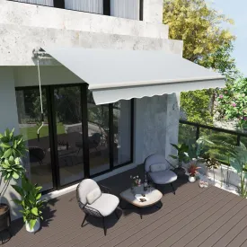 12x8.2ft Manual Retractable Patio Awning - Gray