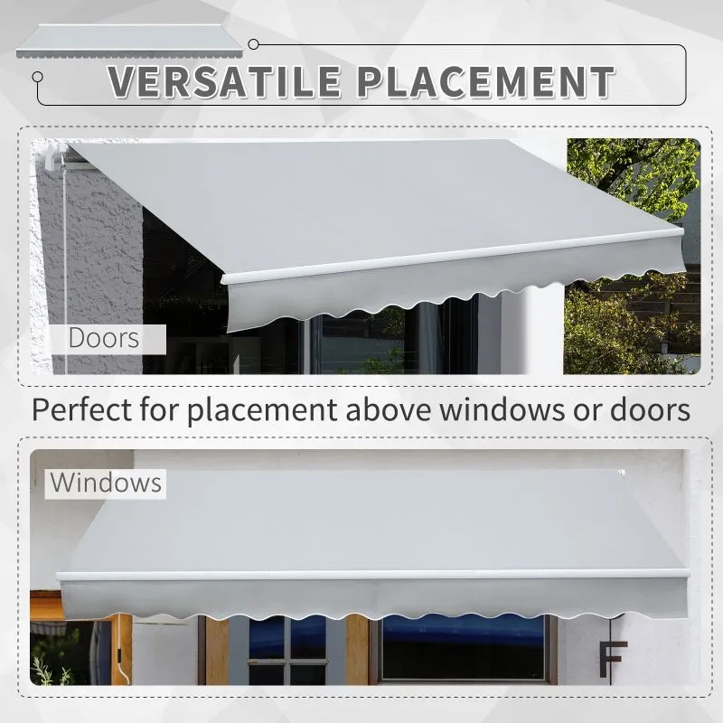 12x8.2ft Manual Retractable Patio Awning - Gray