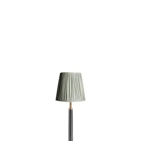 14cm tall tapered gathered lampshade in "smog" stonewashed linen