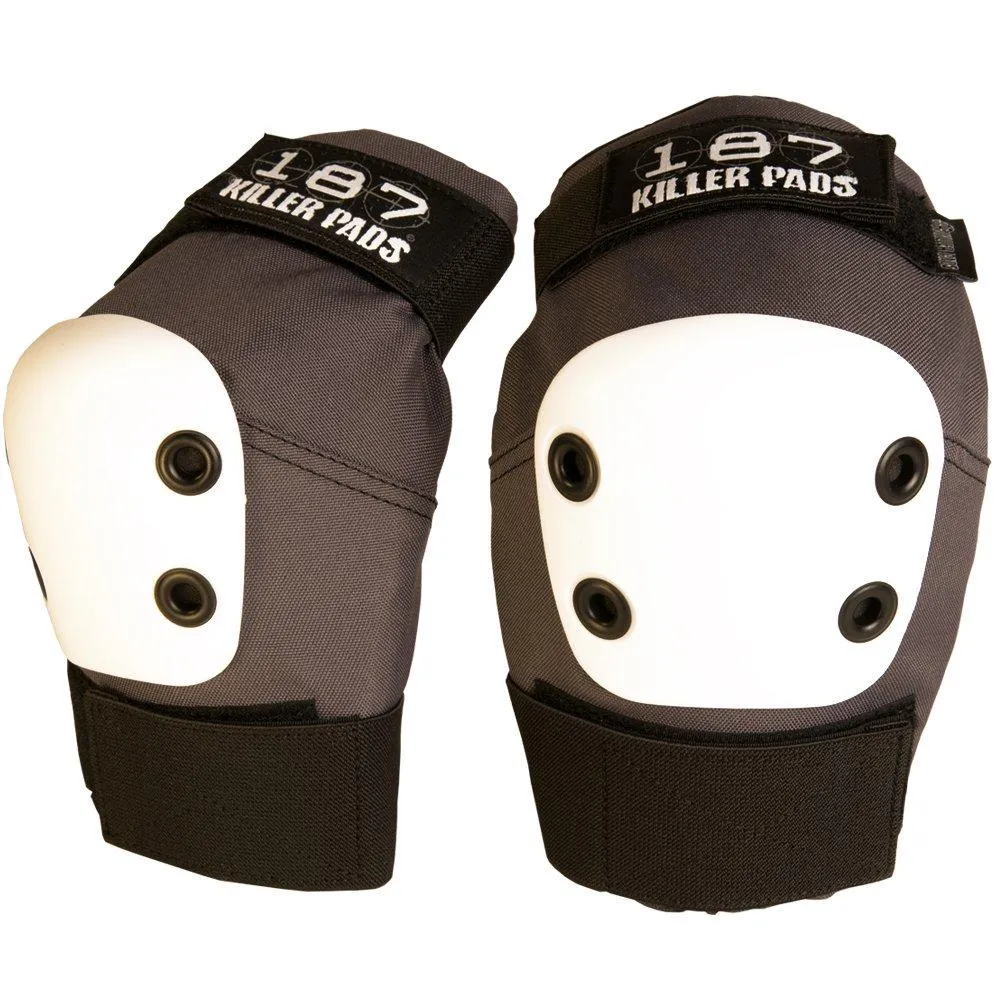 187 Elbow Pro Pads Grey w/ White caps