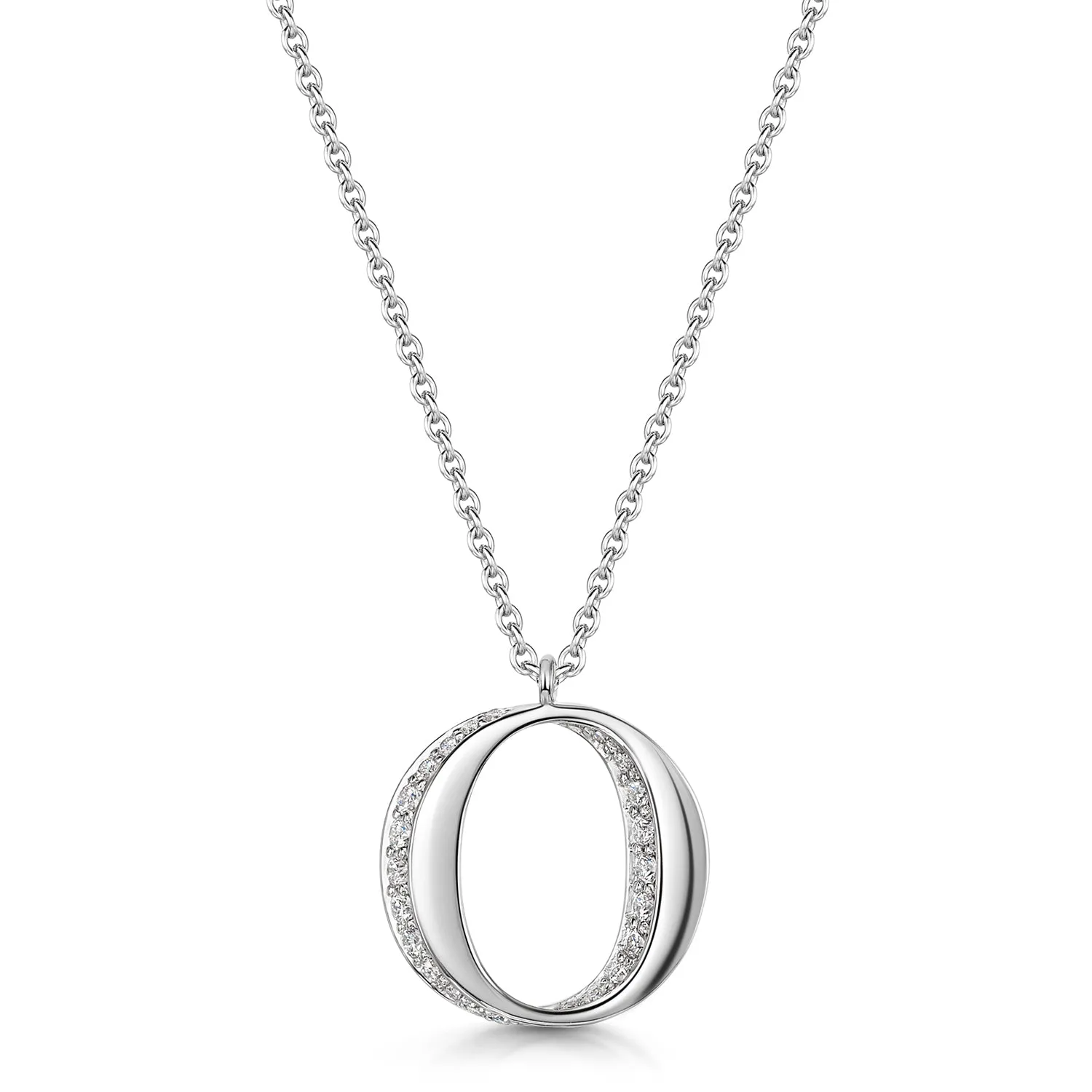 18ct White Gold Diamond Initial Pendant & Chain