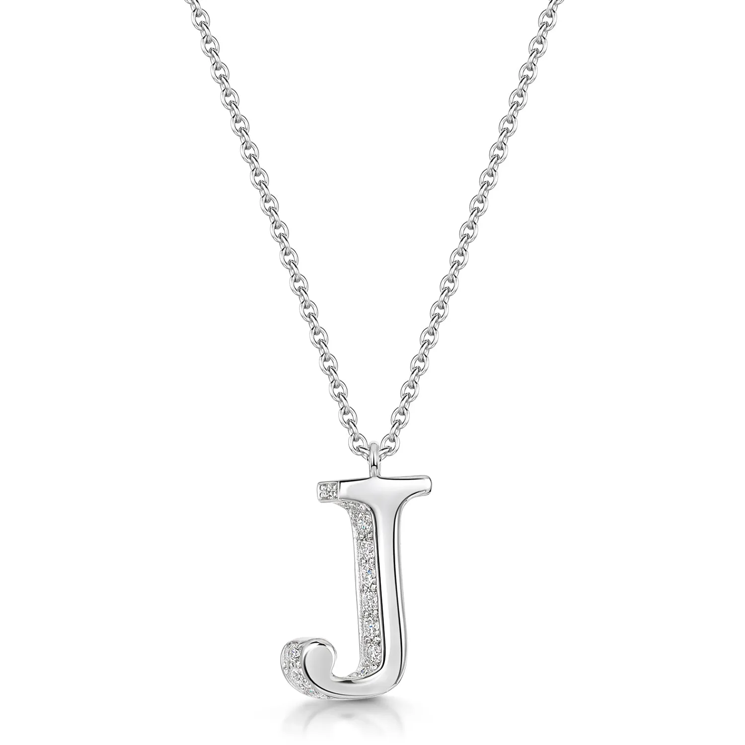 18ct White Gold Diamond Initial Pendant & Chain