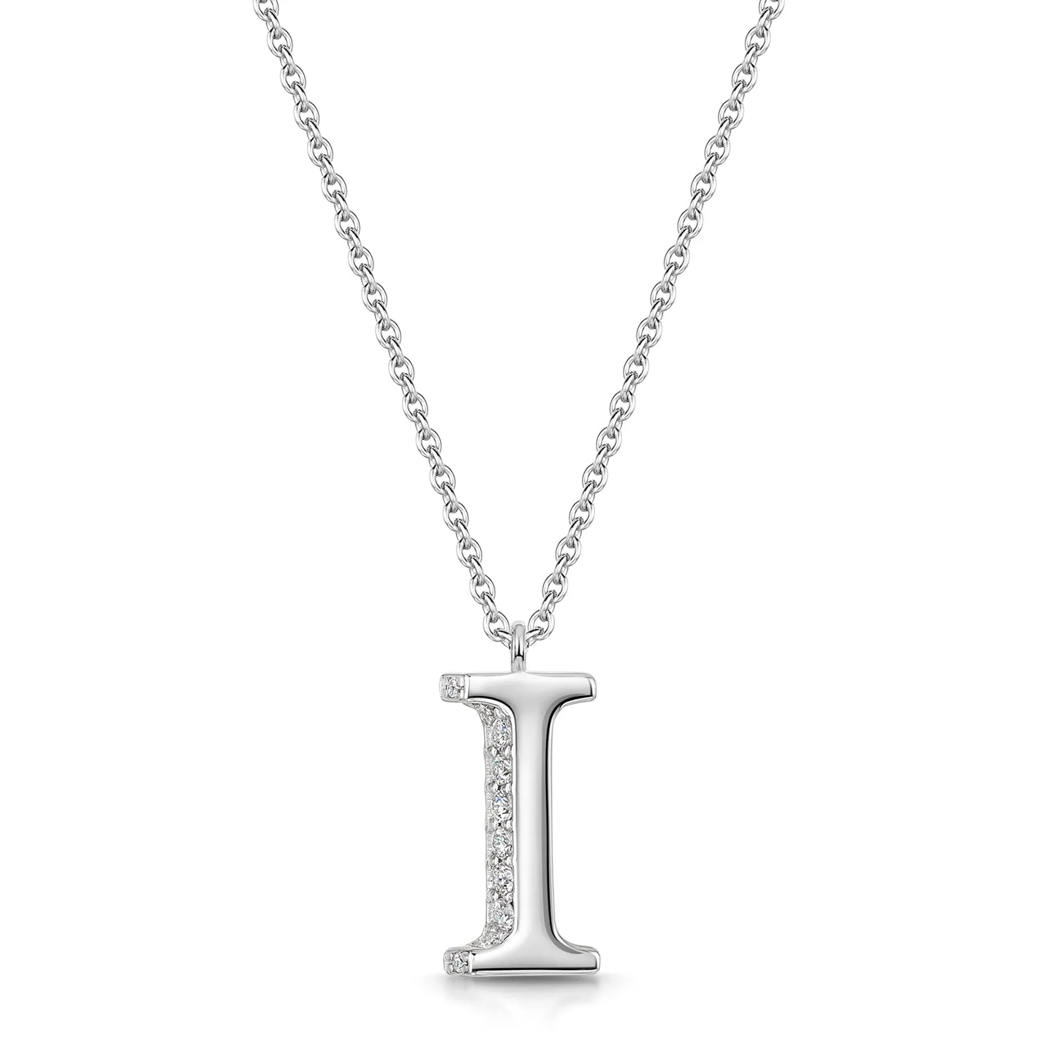 18ct White Gold Diamond Initial Pendant & Chain