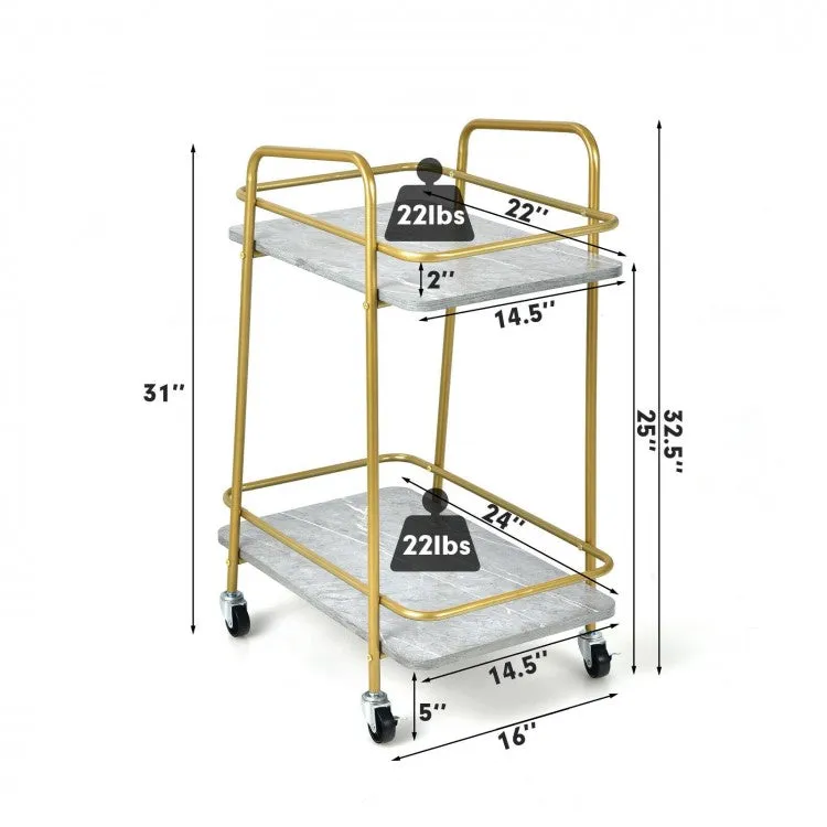 2-tier Kitchen Rolling Cart - Gray