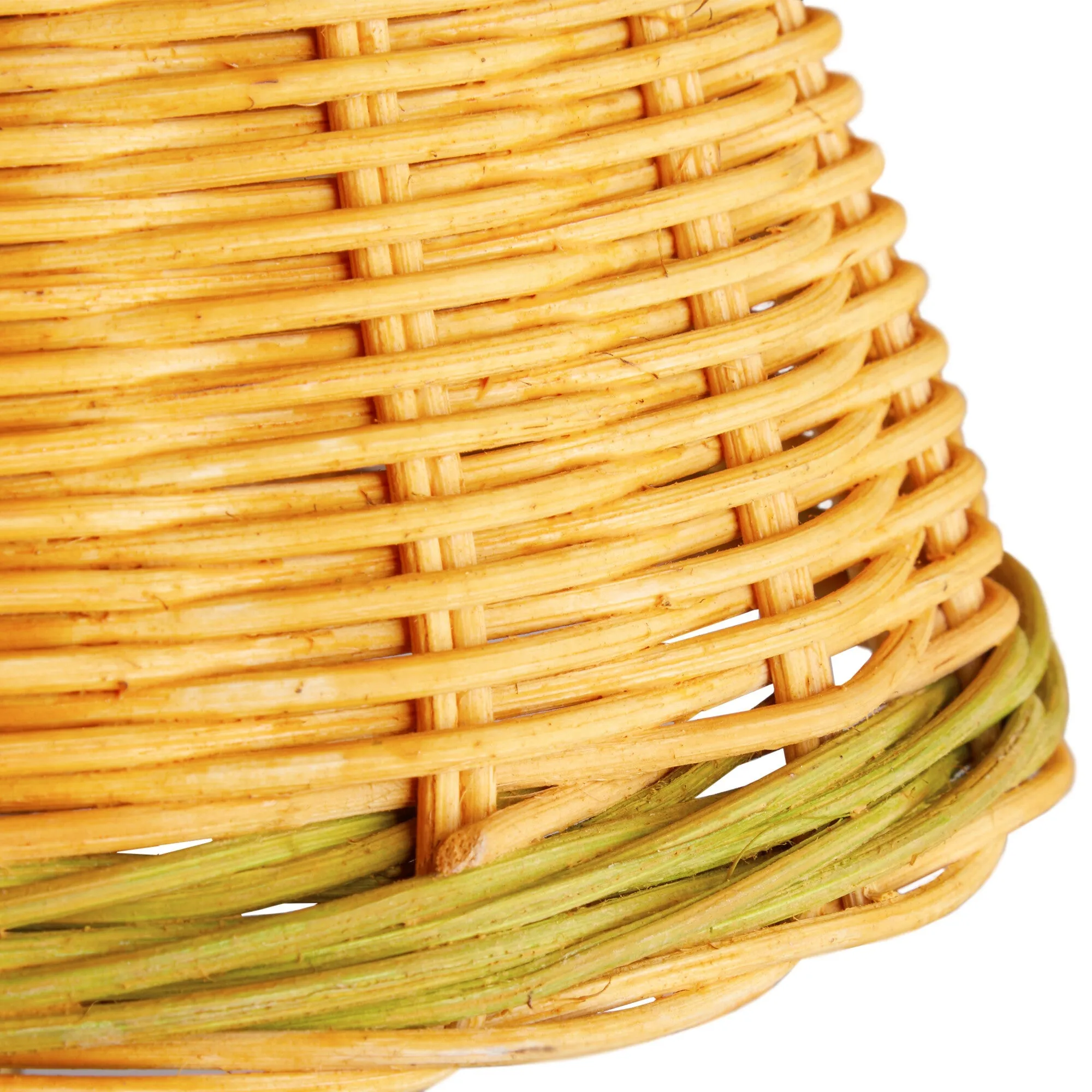 20cm empire shade in natural rattan with green stripe