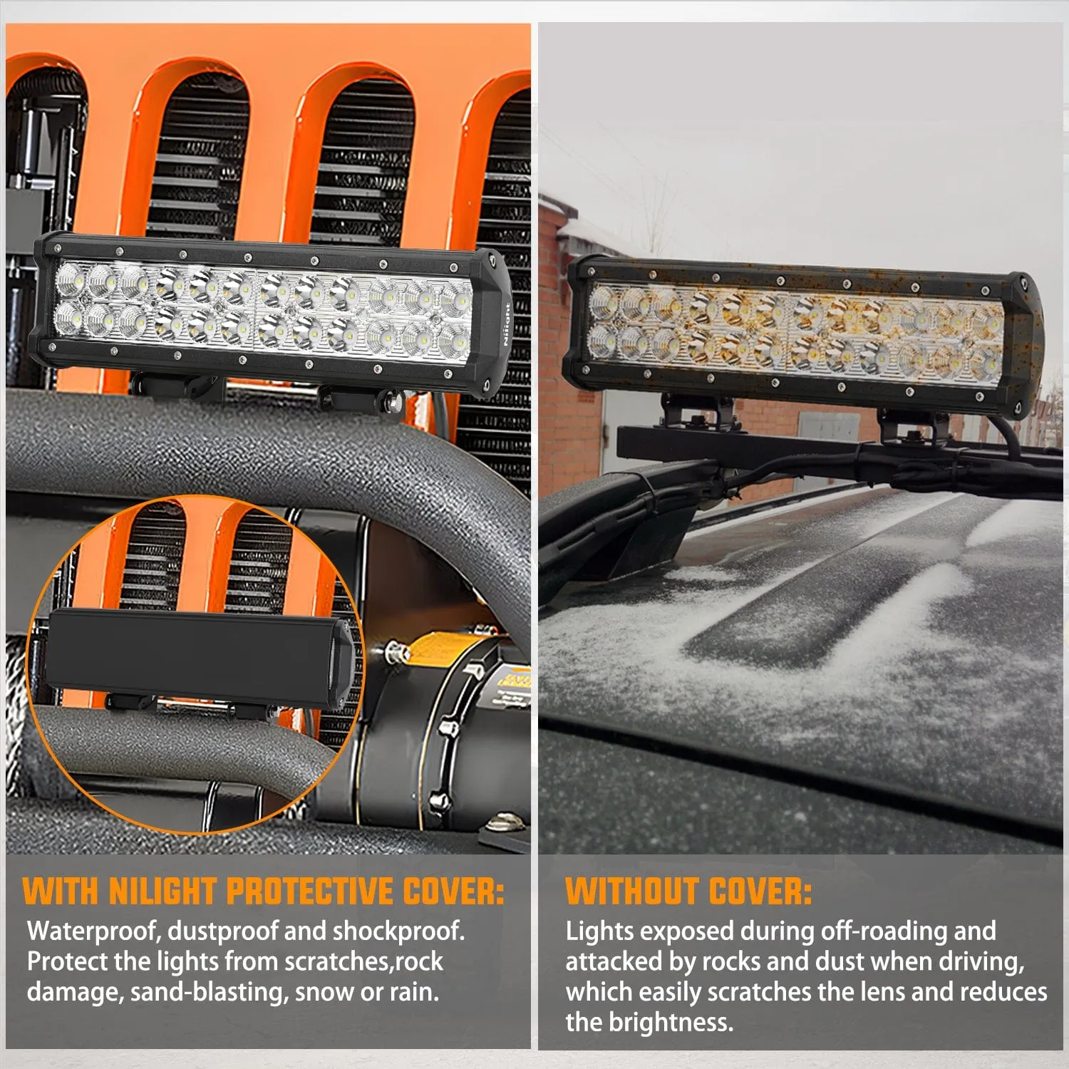 2Pcs 12 inch Black Light Bar Cover