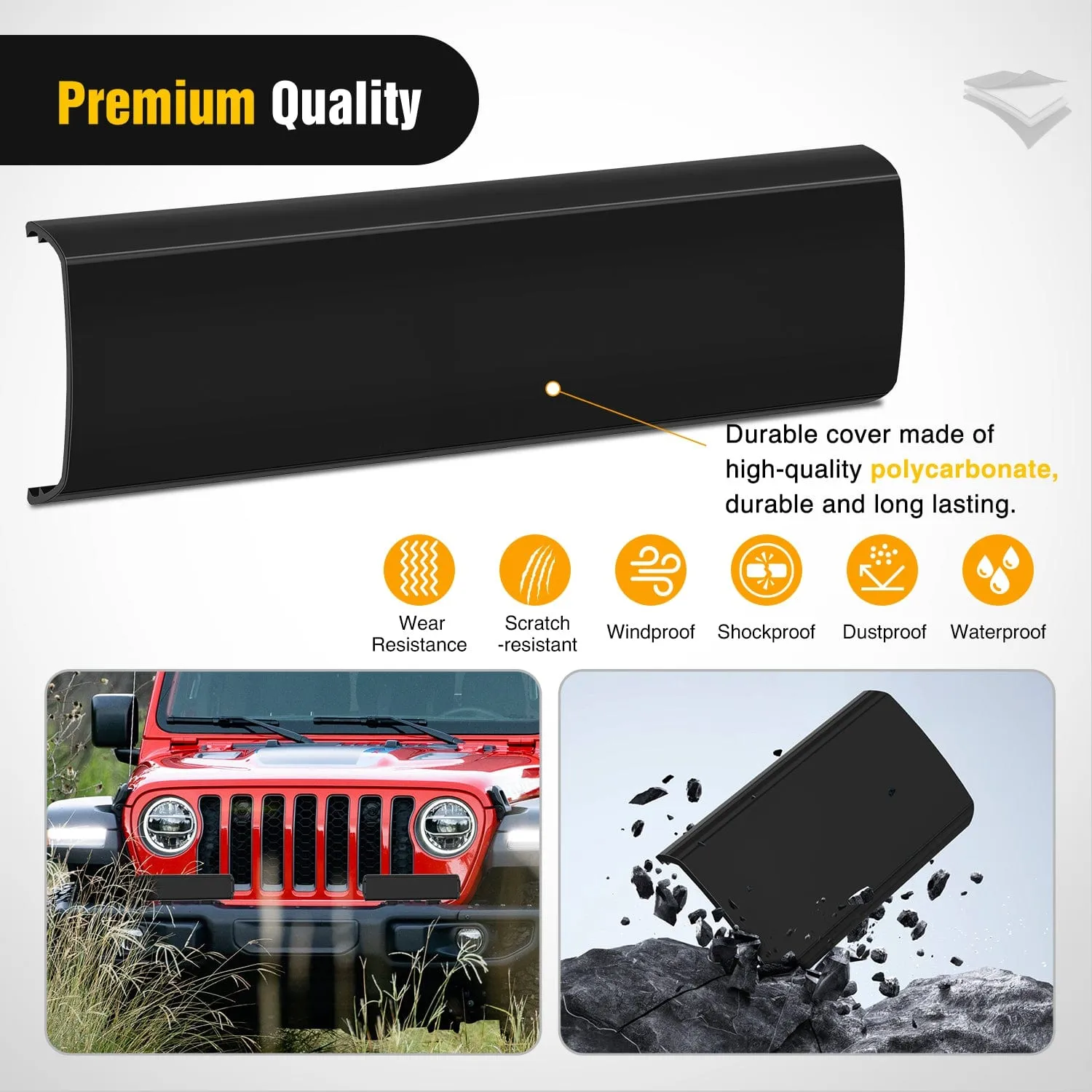 2Pcs 12 inch Black Light Bar Cover