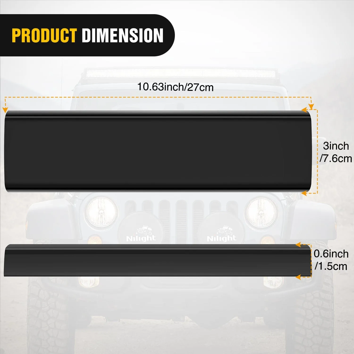 2Pcs 12 inch Black Light Bar Cover