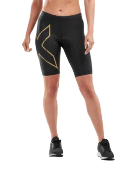 2XU MCS Run Womens Compression Shorts (Black/Gold Reflective)