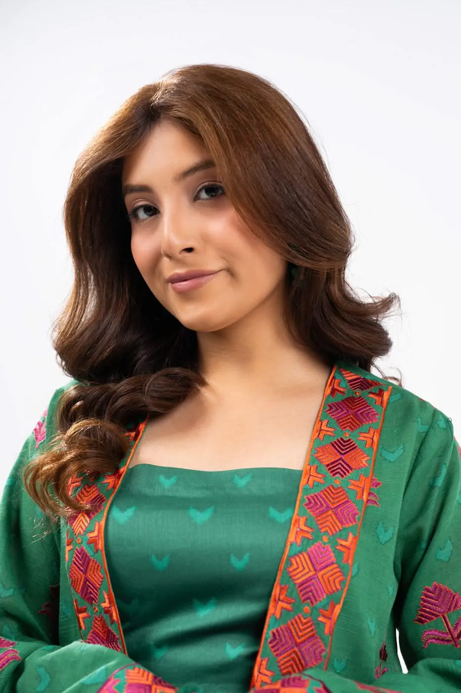 3 Piece Embroidered Khaddar Suit With Light Khaddar Dupatta