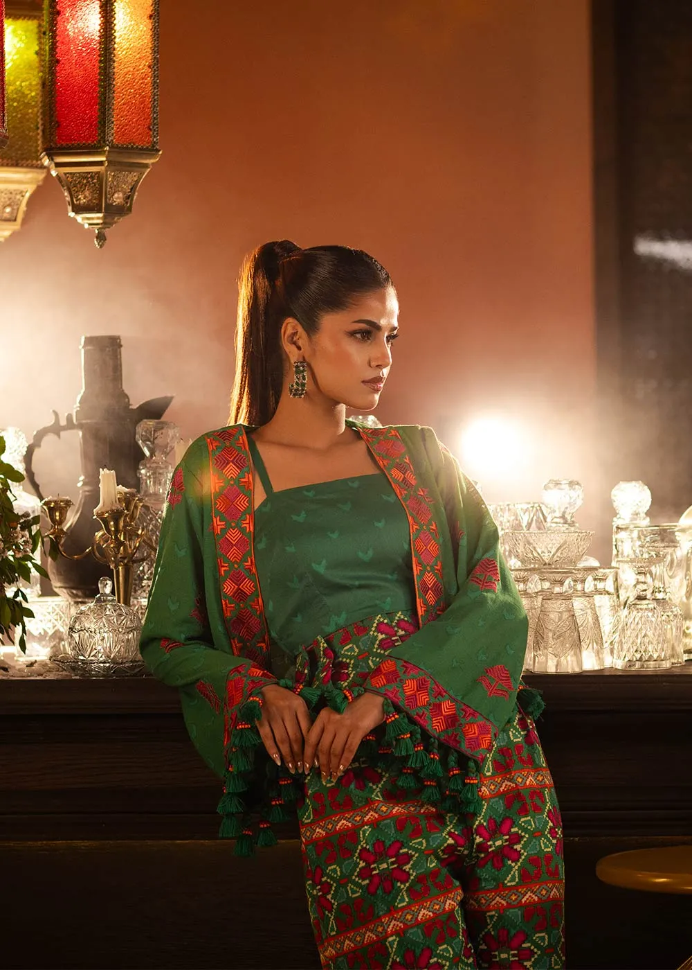 3 Piece Embroidered Khaddar Suit With Light Khaddar Dupatta