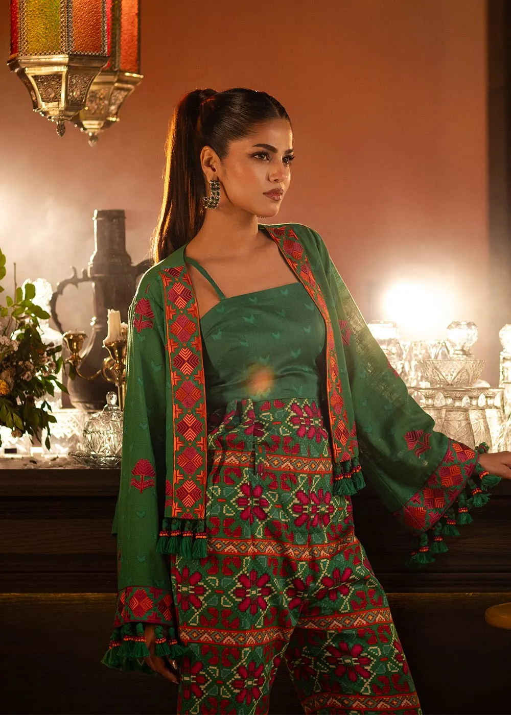3 Piece Embroidered Khaddar Suit With Light Khaddar Dupatta