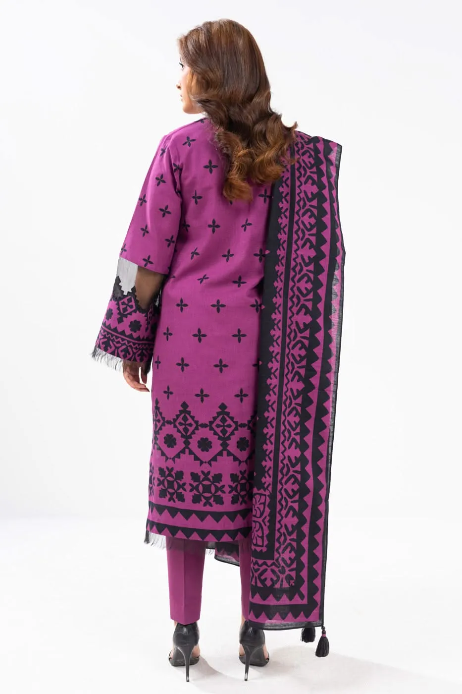 3 Piece Printed Khaddar Suit With Light Khaddar Dupatta
