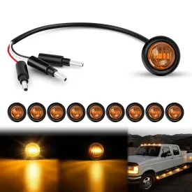 3/4 inch Amber Round LED Marker Lights 3 Connectors (10 Pcs)