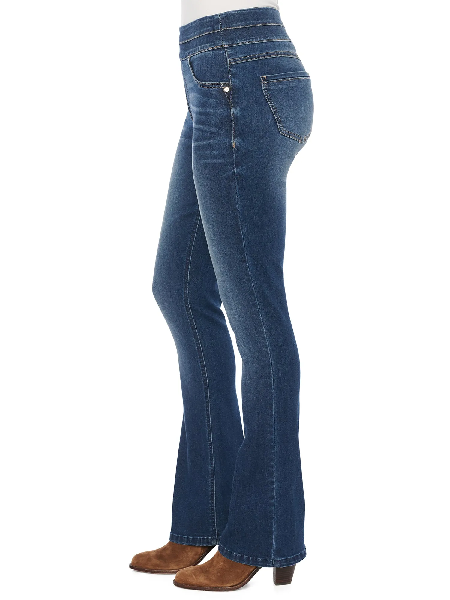 34" Inseam Long "Ab"solution High Rise Blue Itty Bitty Boot Glider Jeans