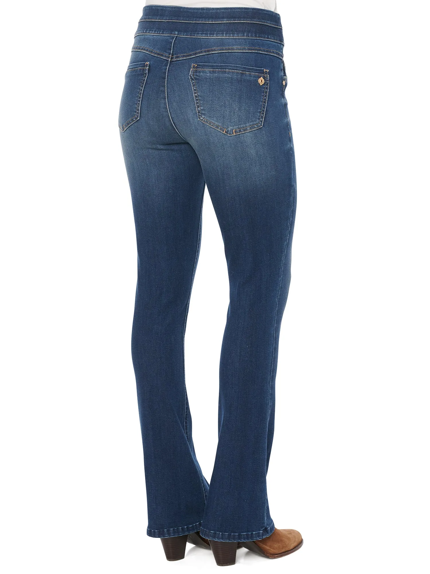 34" Inseam Long "Ab"solution High Rise Blue Itty Bitty Boot Glider Jeans