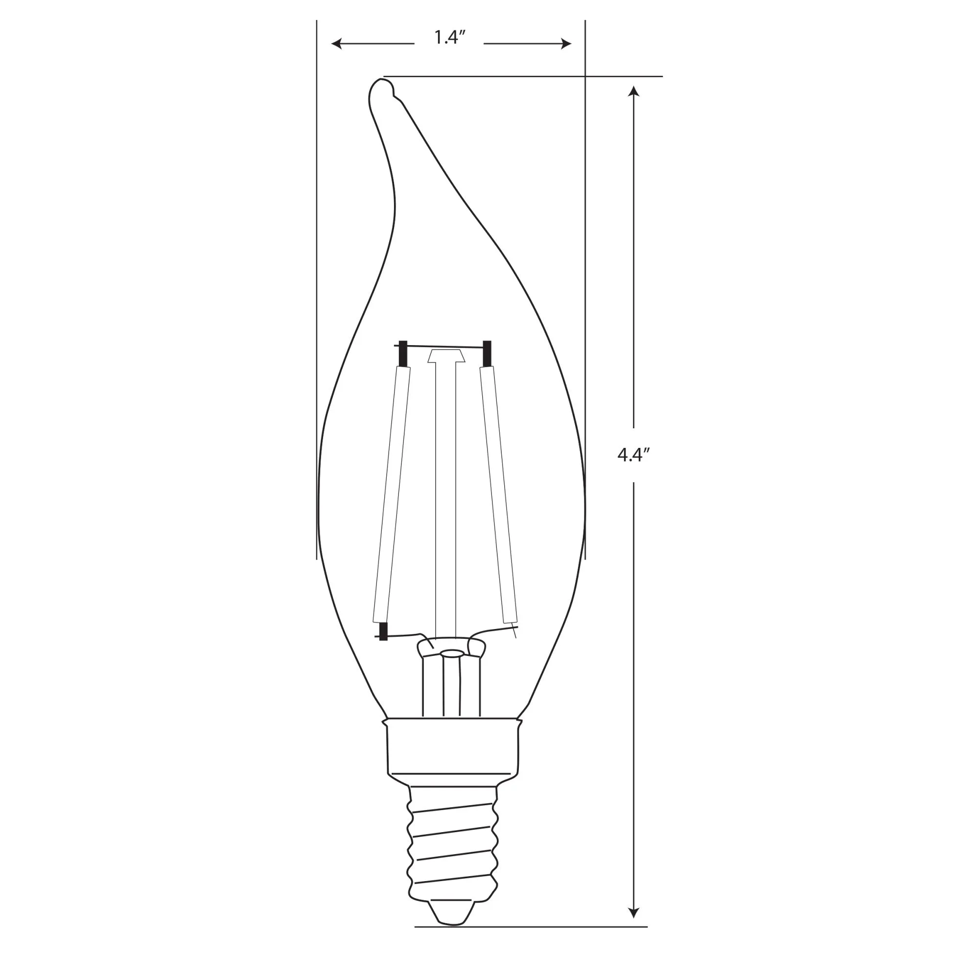 3.5W (40W Replacement) CA10 E12 Dimmable Straight Filament Amber Glass Vintage Edison LED Light Bulb, Soft White