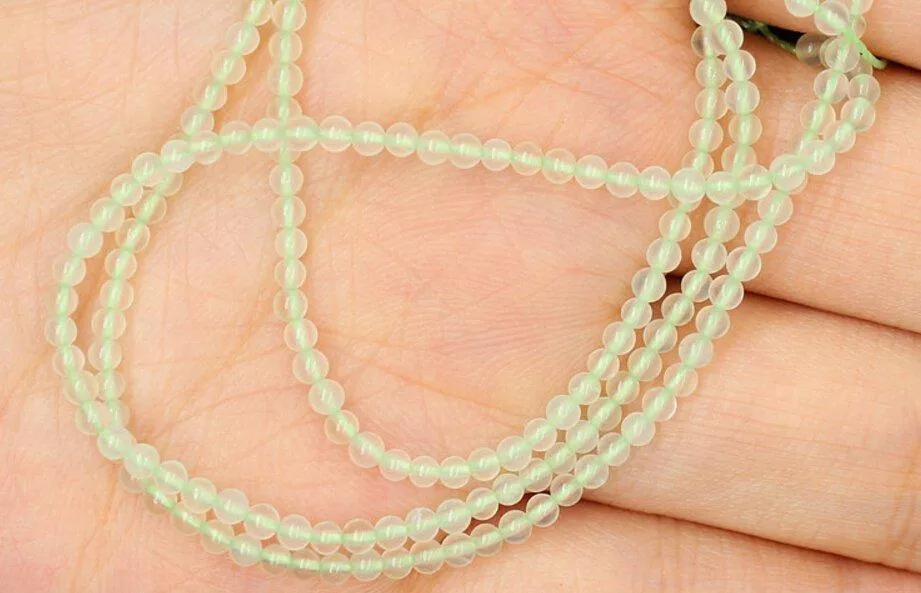 3mm Round Light-Green Jade Seed Beads Strand- Single Strand 15 Inches