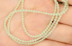 3mm Round Light-Green Jade Seed Beads Strand- Single Strand 15 Inches