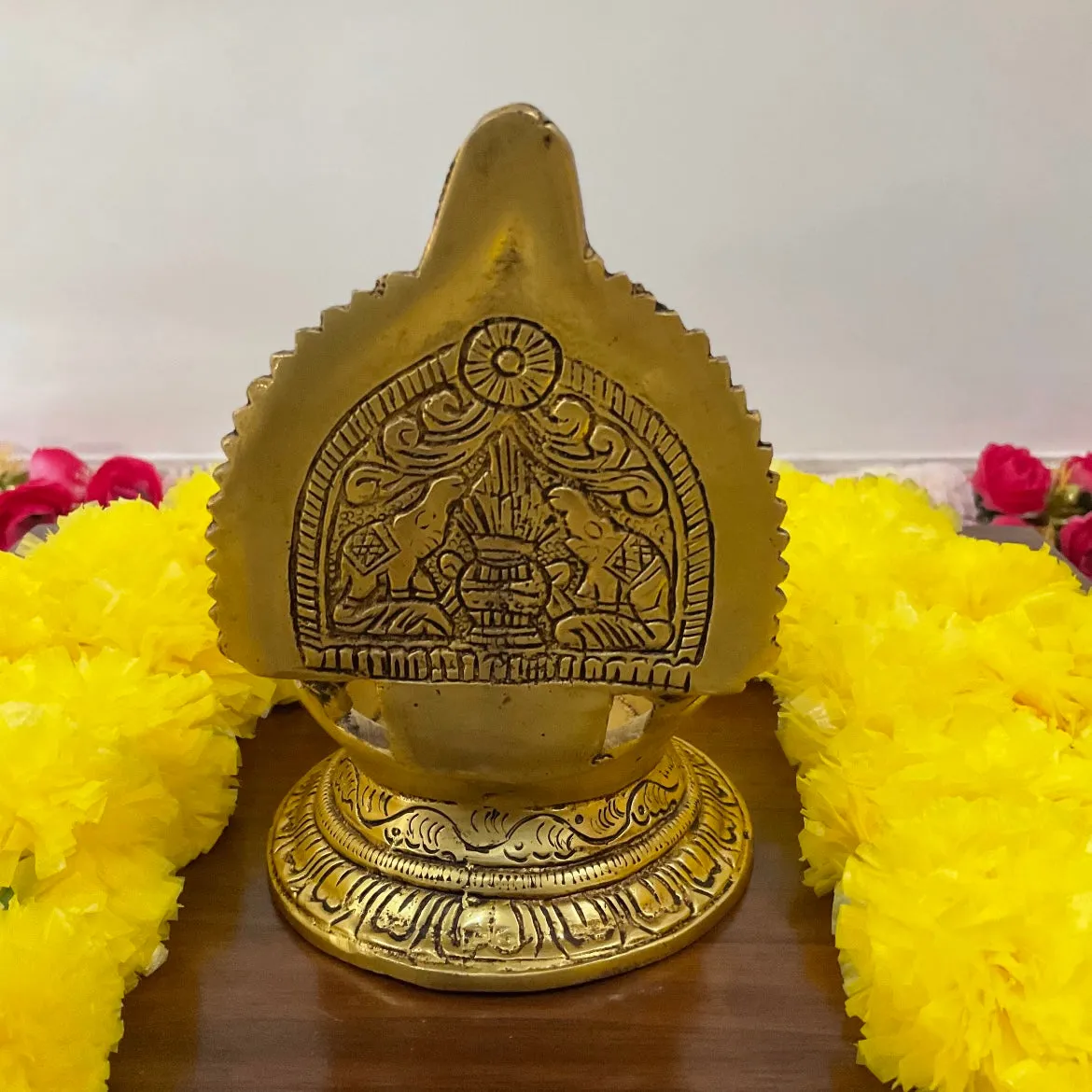 6 Inch Kamakshi Vilakku Diya - Handmade Brass lamp - Decorative Festive Decor