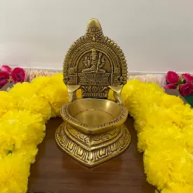 6 Inch Kamakshi Vilakku Diya - Handmade Brass lamp - Decorative Festive Decor