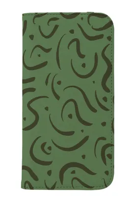 Abstract Doodle Wallet Phone Case (Green)