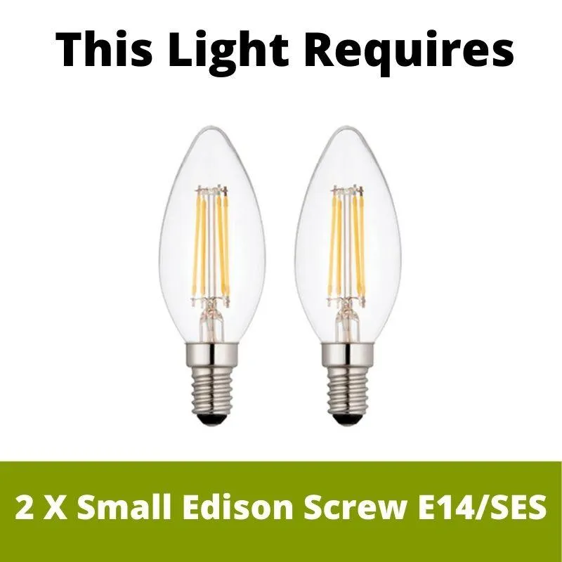 Acton Double Modern Wall Light With Clear & Amber Glass