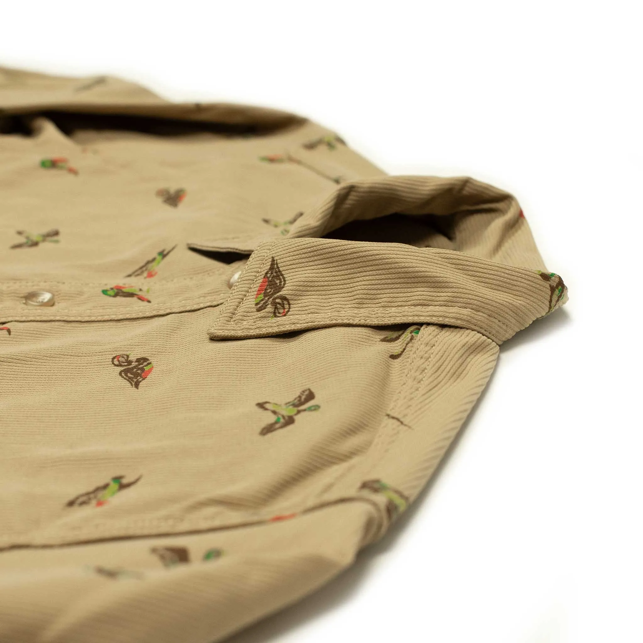Adventure shirt in printed duck beige poly corduroy