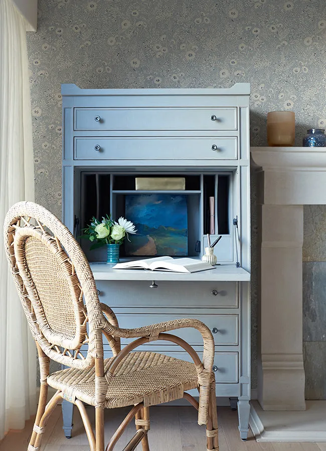 Agathon Light Blue Floral Wallpaper  | Brewster Wallcovering