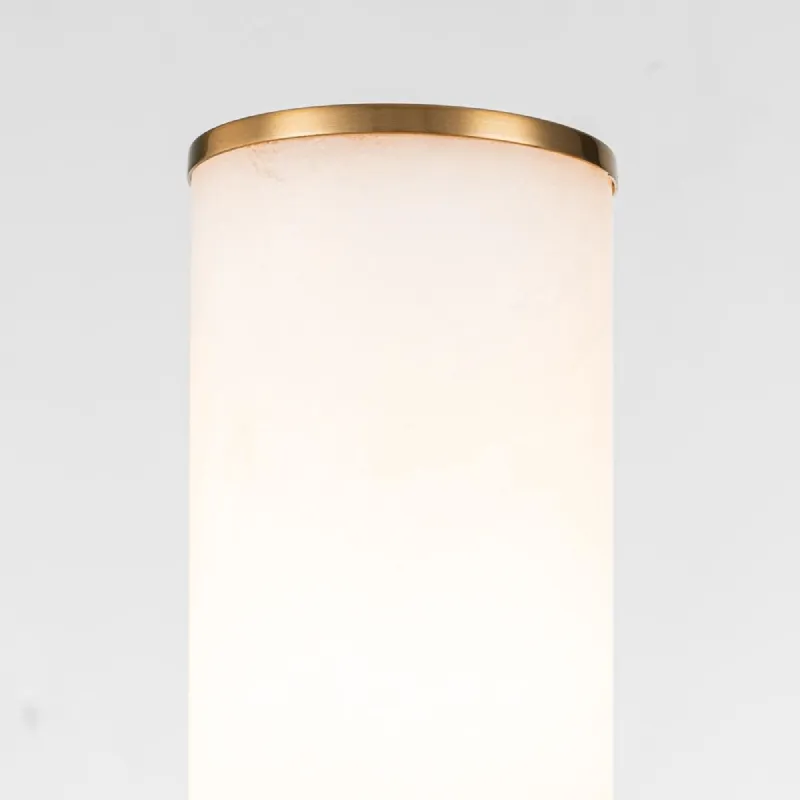 Alabaster and Brass Cylindrical Wall Light