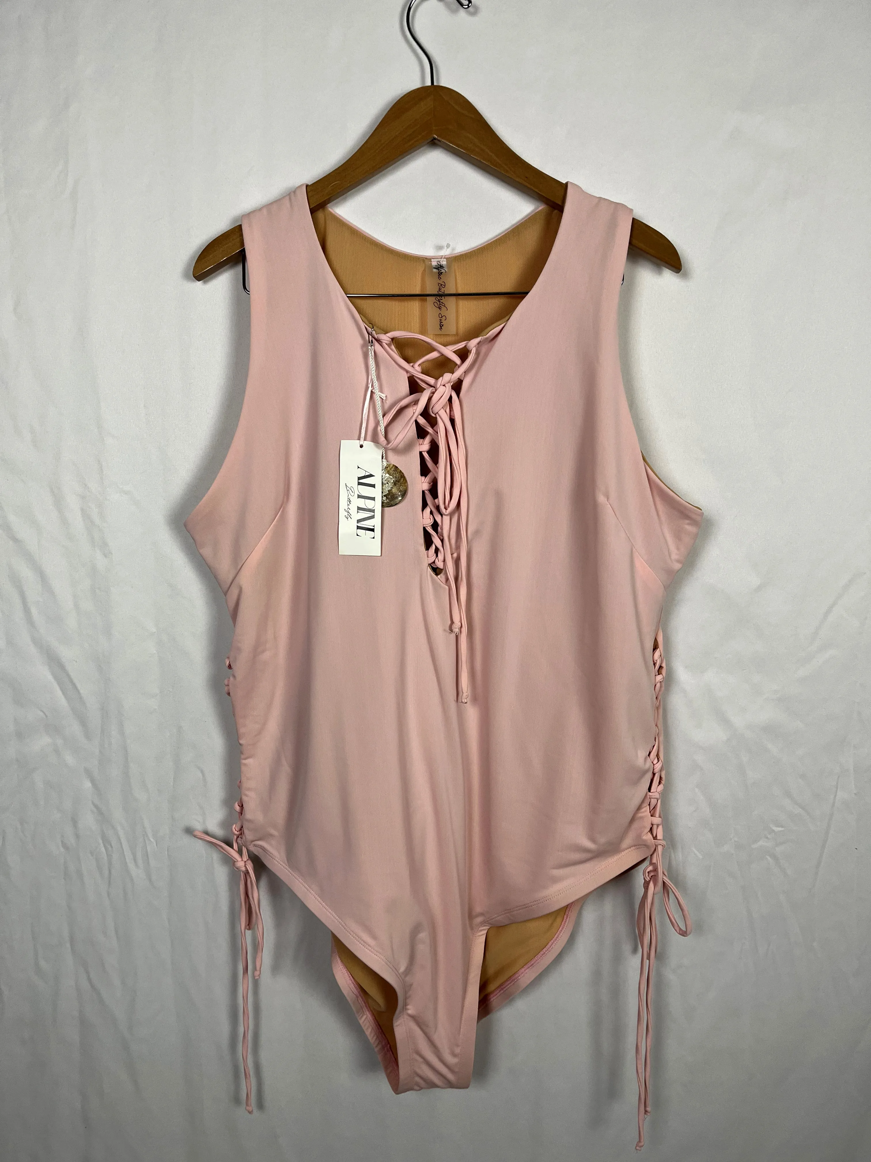 Alpine Butterfly Swim Size 24W (3X) Light Pink Swimsuit NWOT