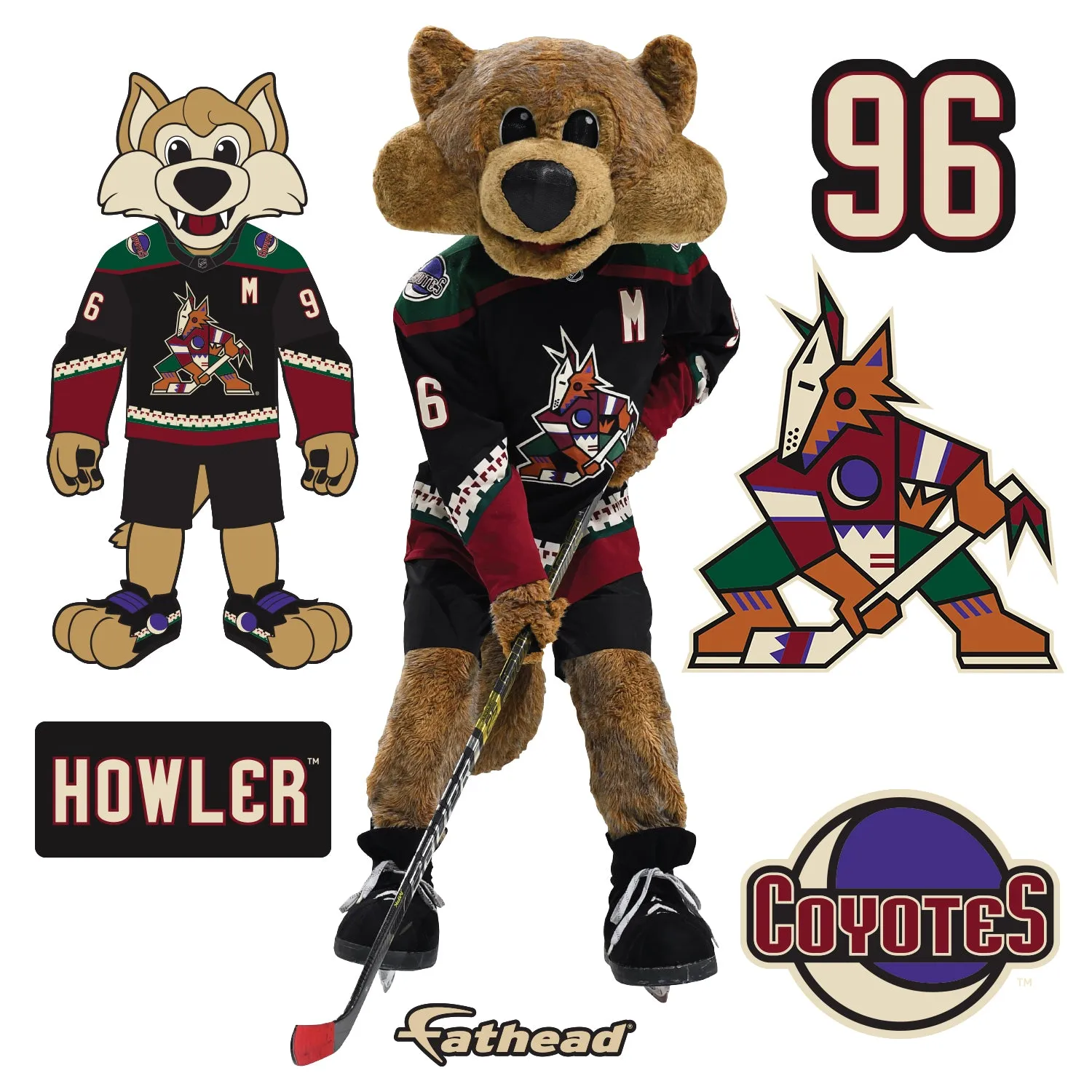 Arizona Coyotes: Howler Mascot - Officially Licensed NHL Removable Adhesive Decal