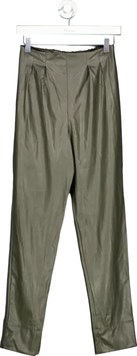 ASOS Design Khaki Faux Leather Trousers UK 6