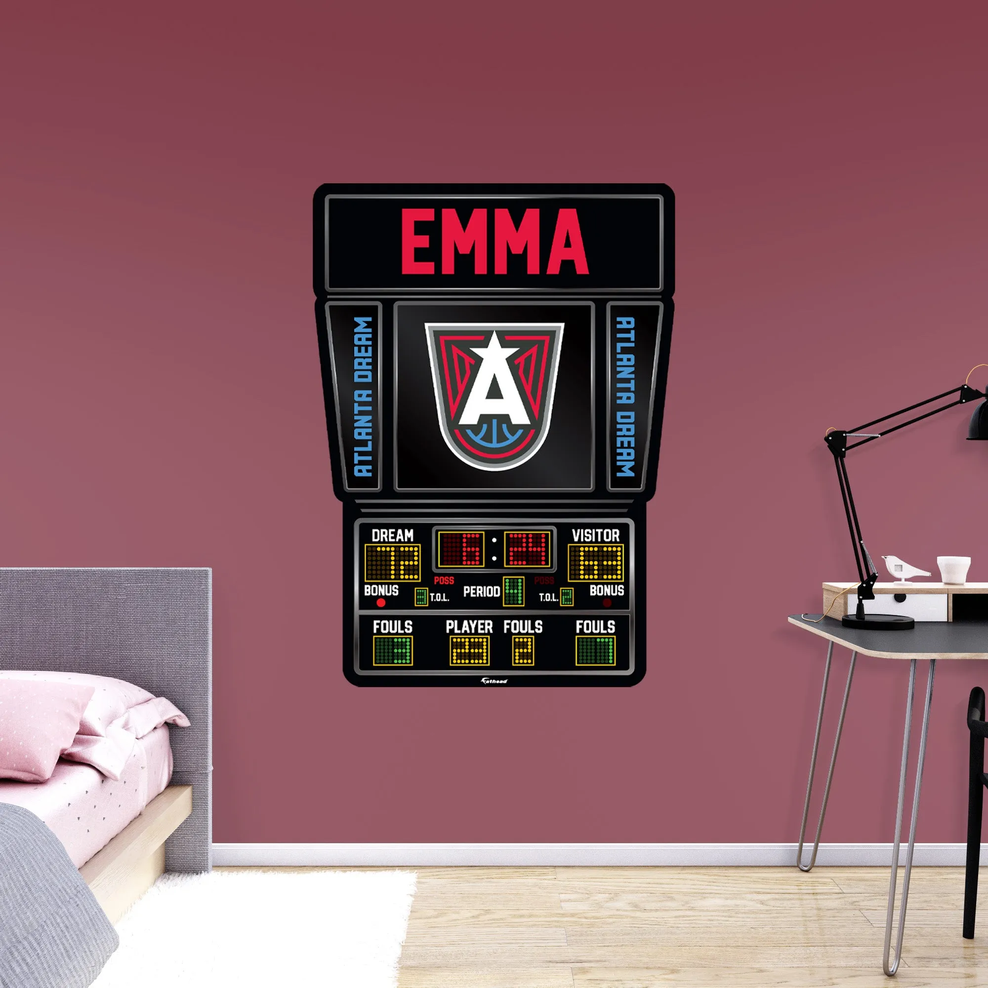 Atlanta Dream:   Scoreboard Personalized Name        - Officially Licensed WNBA Removable     Adhesive Decal