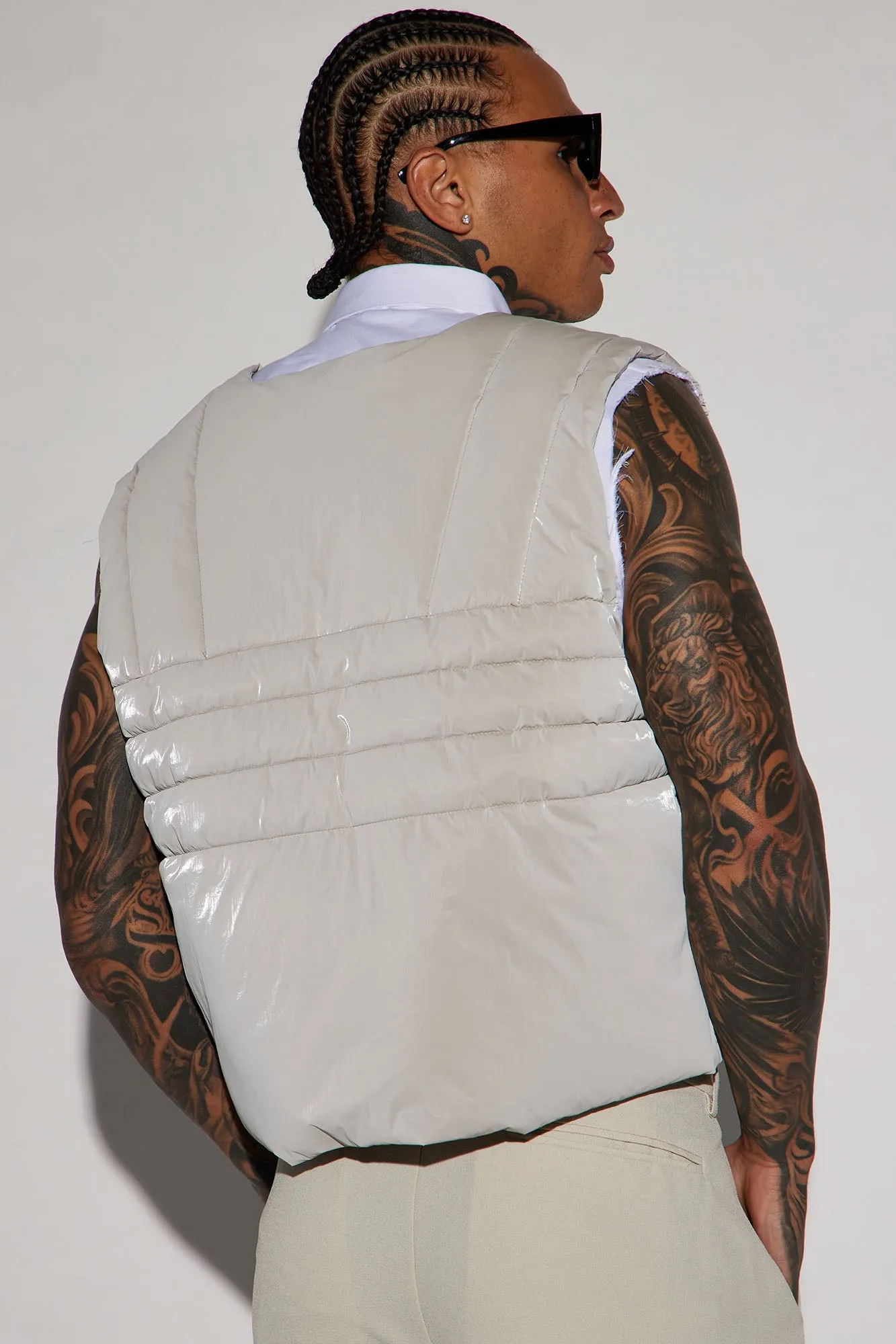 Avalon Cropped Tactical Padded Vest - Grey