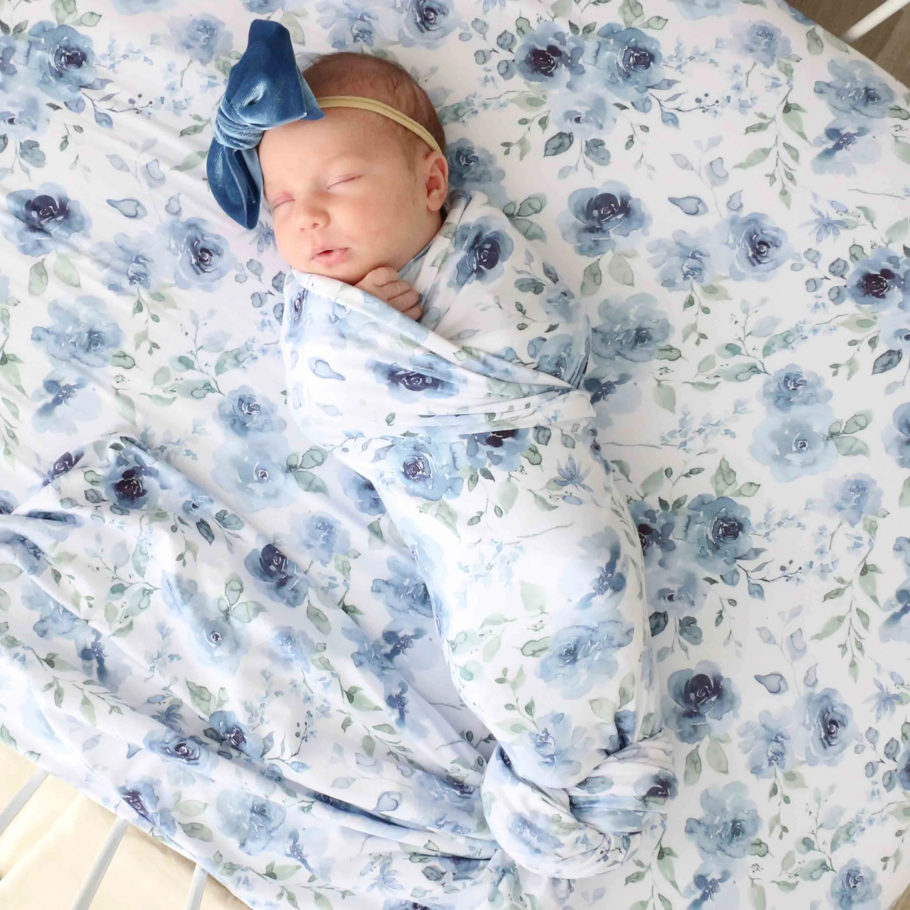 Bailey's Blue Floral Oversized Swaddle Blanket