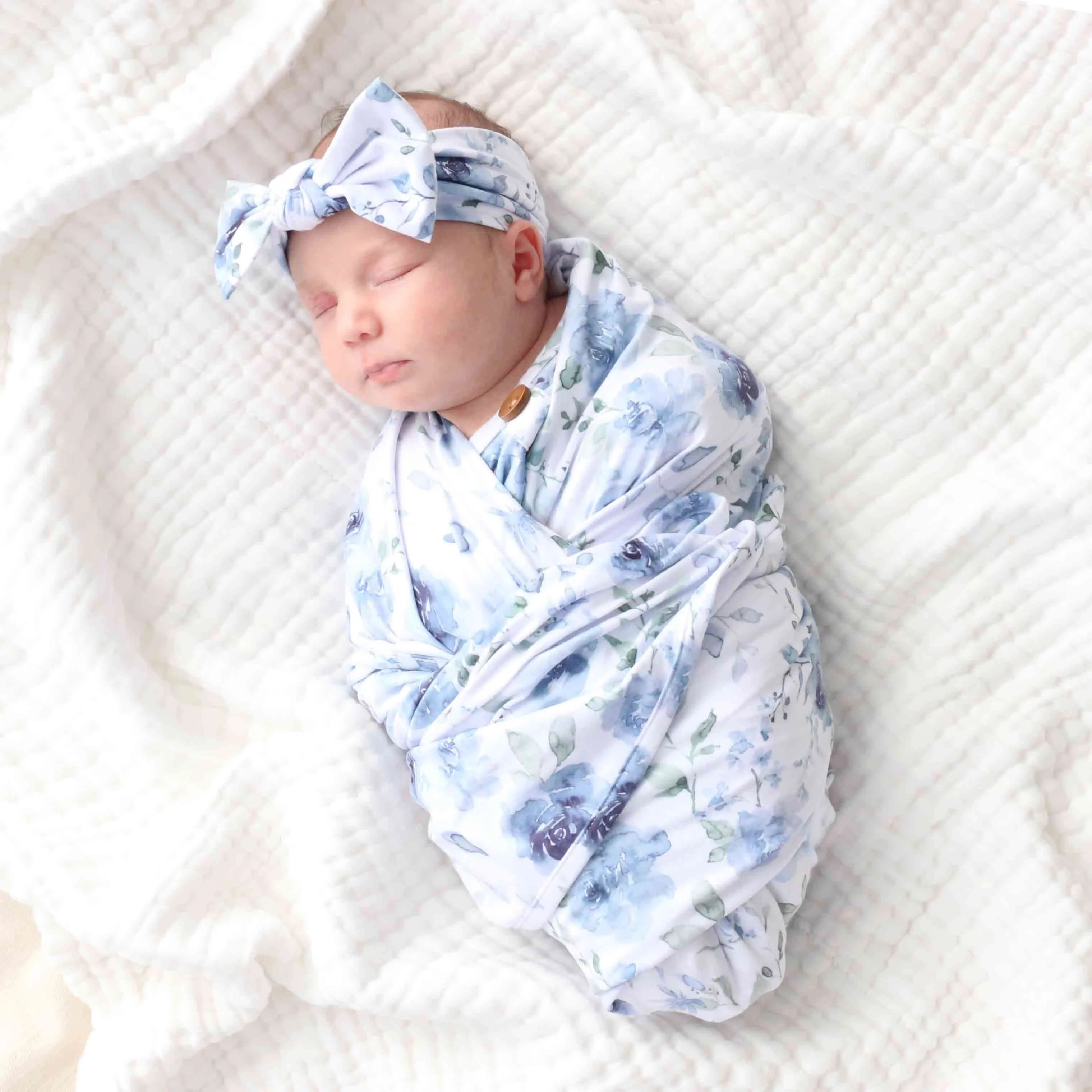 Bailey's Blue Floral Oversized Swaddle Blanket