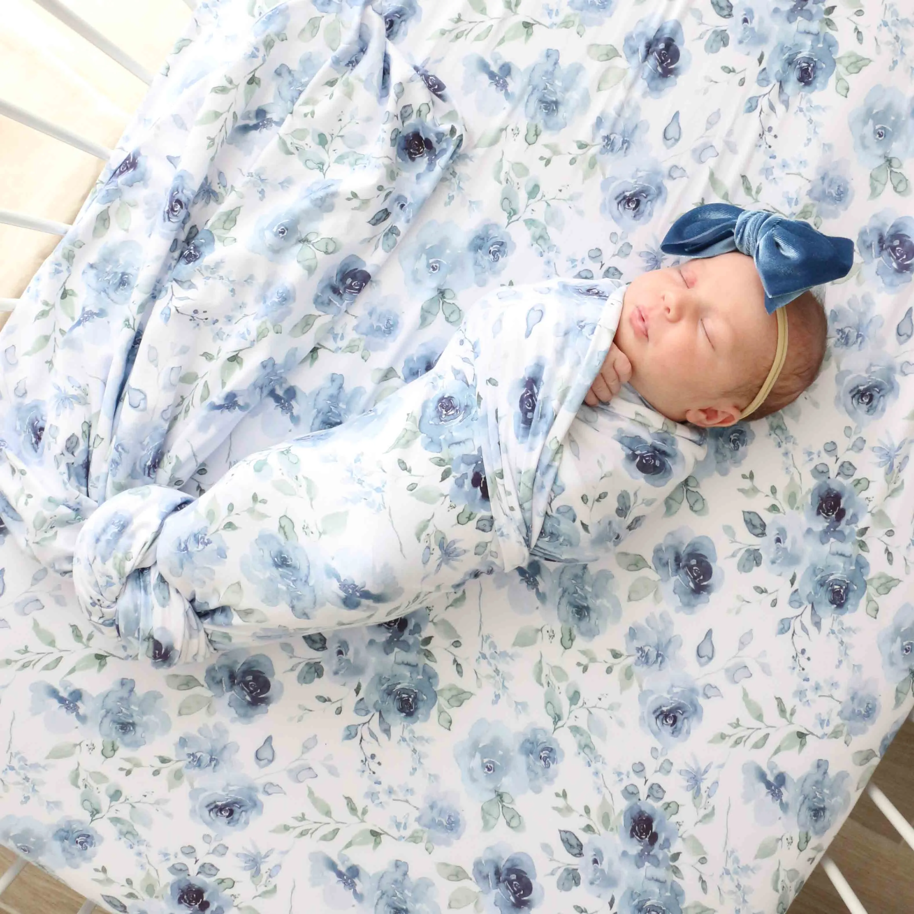 Bailey's Blue Floral Oversized Swaddle Blanket