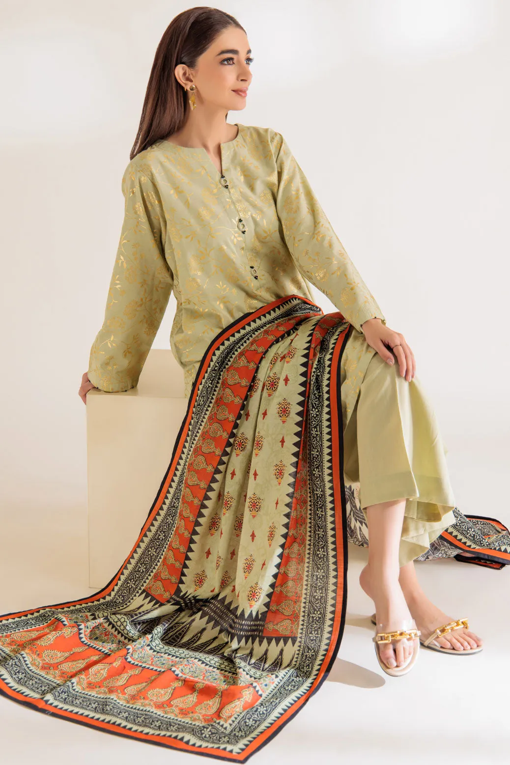 BEIGE-KHADDAR-3 PIECE (PWS6233P42)