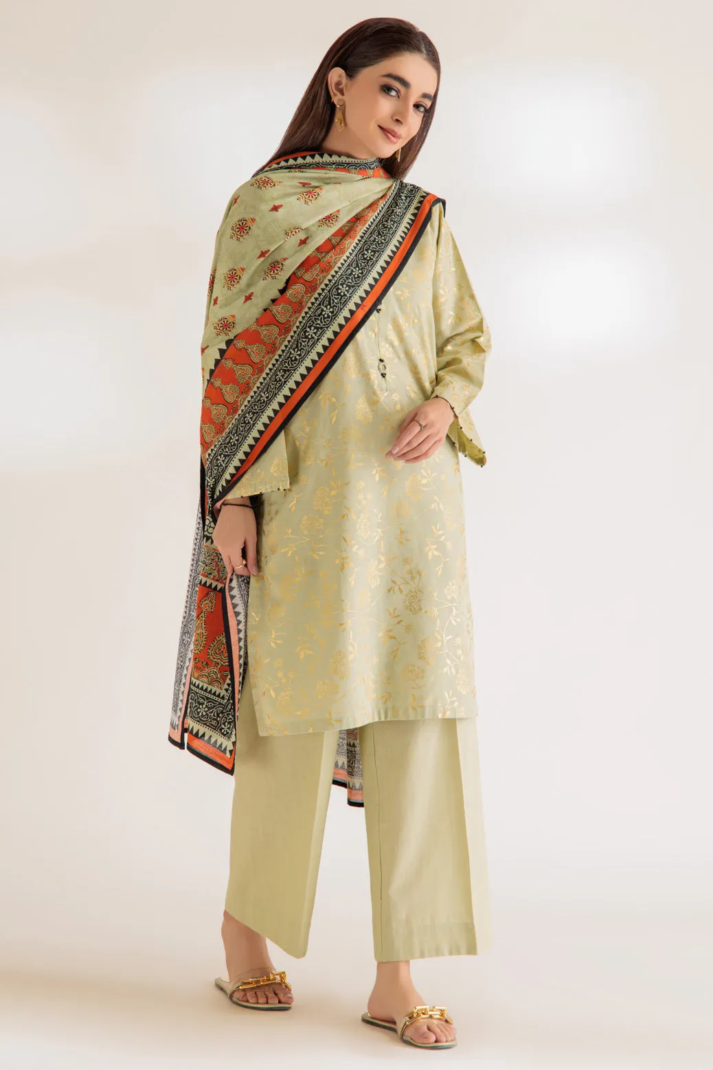 BEIGE-KHADDAR-3 PIECE (PWS6233P42)