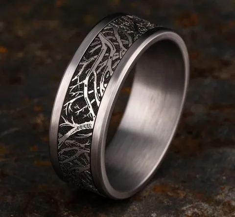 Benchmark 8mm Black Titanium Forrest Design Center with Tantalum Edges