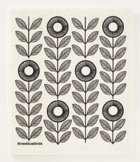 Black Sunflowers Swedish Dishcloth
