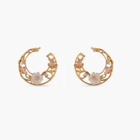 Blossom Veil Silver Front and Back Hoop Earrings