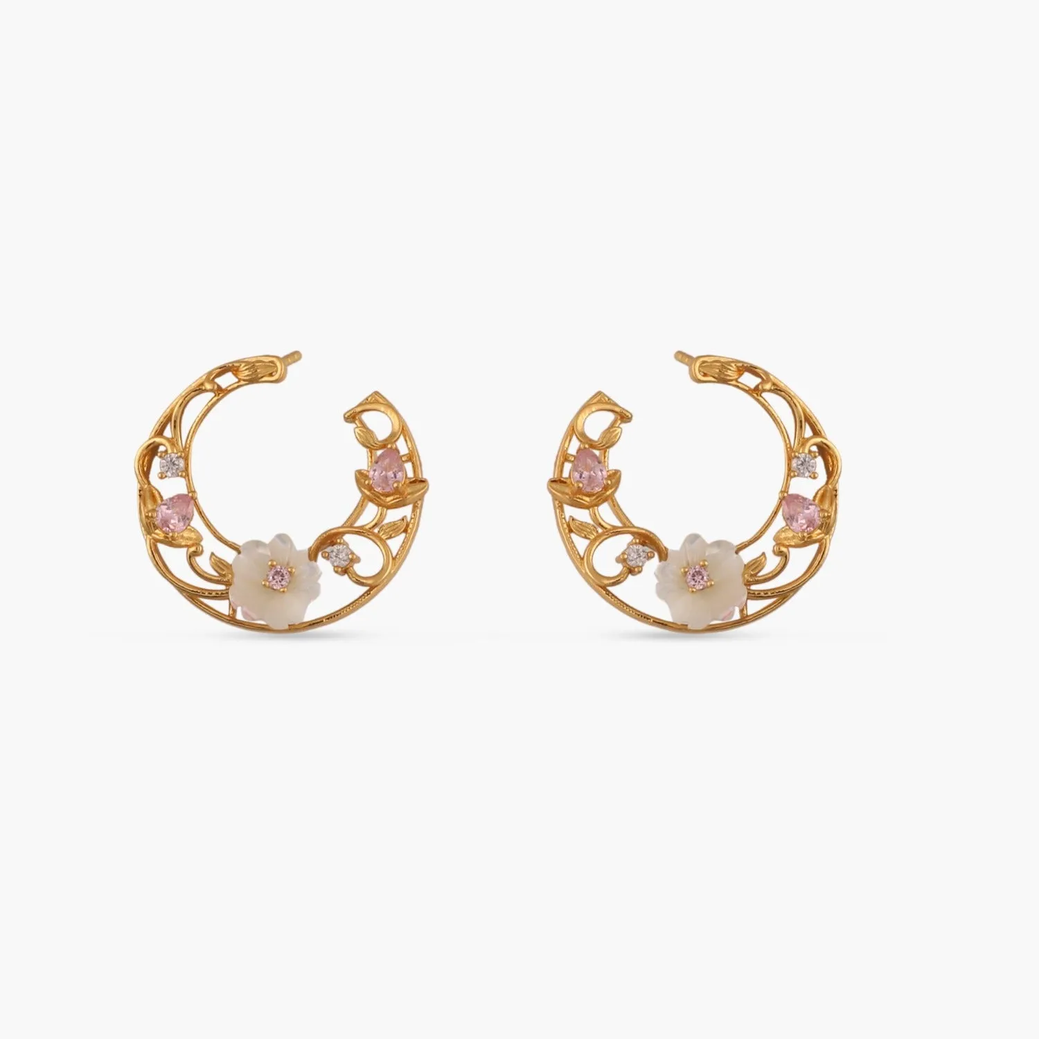Blossom Veil Silver Front and Back Hoop Earrings