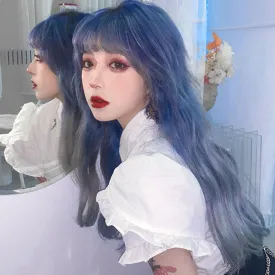 Blue gray long curly wig PL50787