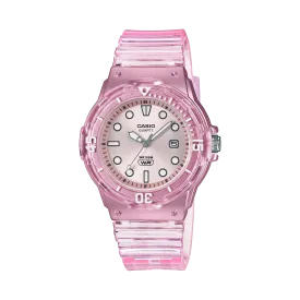 CASIO ANALOGUE TRANPERANT PINK RESIN STRAP LADIES WATCH | LRW-200HS-4EVDF