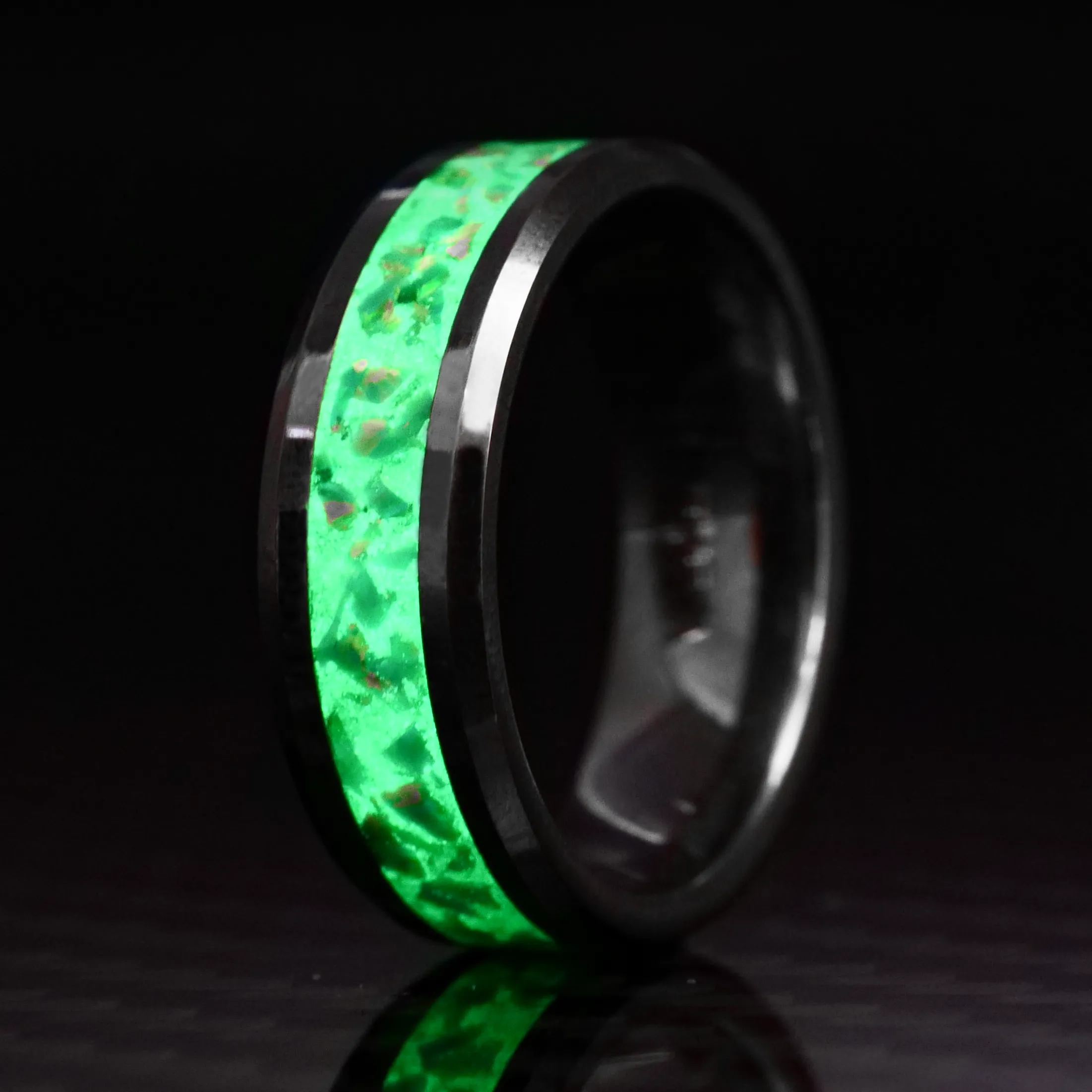 Citrus Green Opal Glowstone Ring on Tungsten