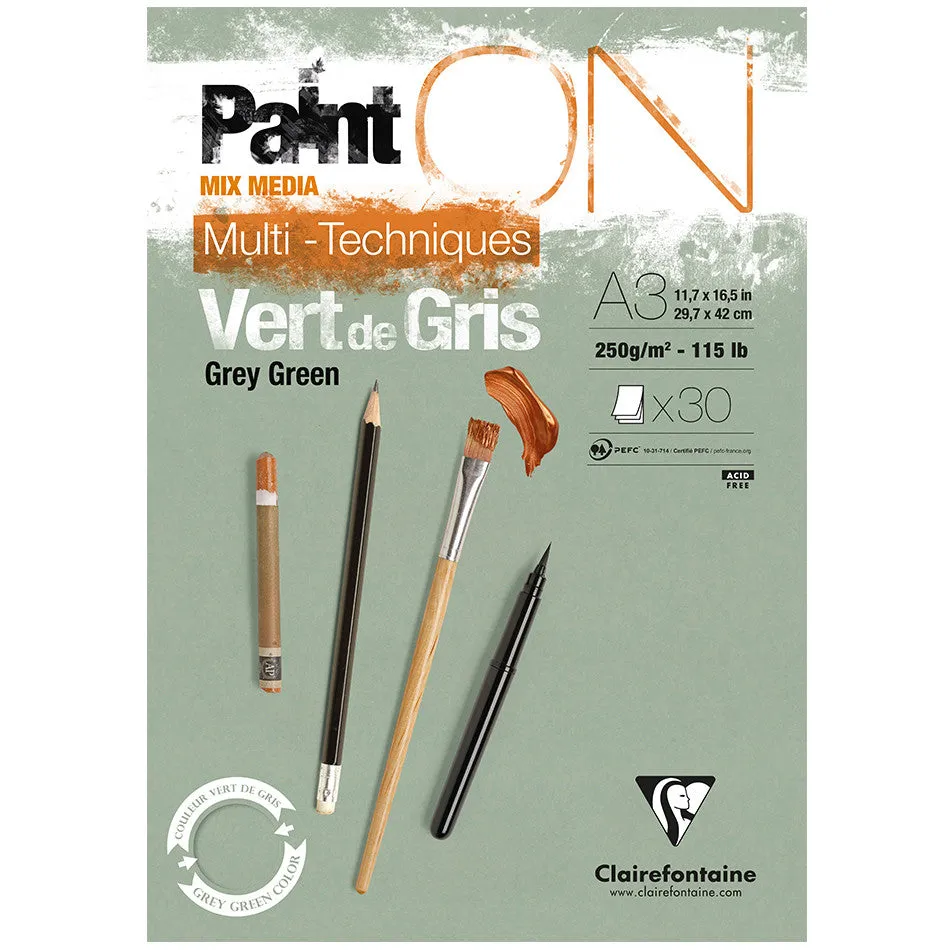 Clairefontaine Paint On Pad Grey Green A3