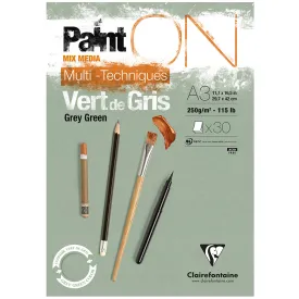 Clairefontaine Paint On Pad Grey Green A3